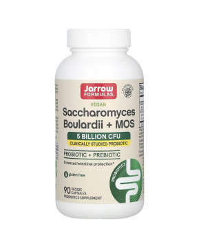 Jarrow Formulas, сахаромицеты Буларди плюс МОС, 5 млрд, 90 вегетарианских капсул с отсроченным высвобождением